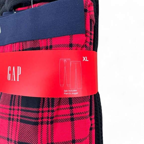 Gap Men's 2 Pack Waffle Knit Thermal Jogger Pajama Pants Black Red Size XL $84 - Picture 2 of 7